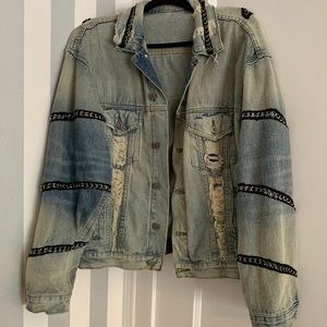 LF Distressed Jean Jacket with Chains